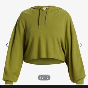 ROXY Off Duty Cropped Hoodie, XS, NEW, Green